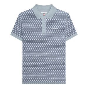 Lambretta Mens AW24 Geometric Polo Shirt / Dusky Blue